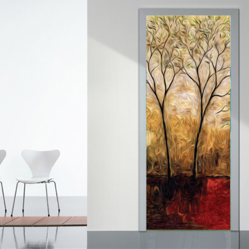 Αυτοκόλλητο πόρτας με Ζωγραφική με Μεγάλο δέντρο 3